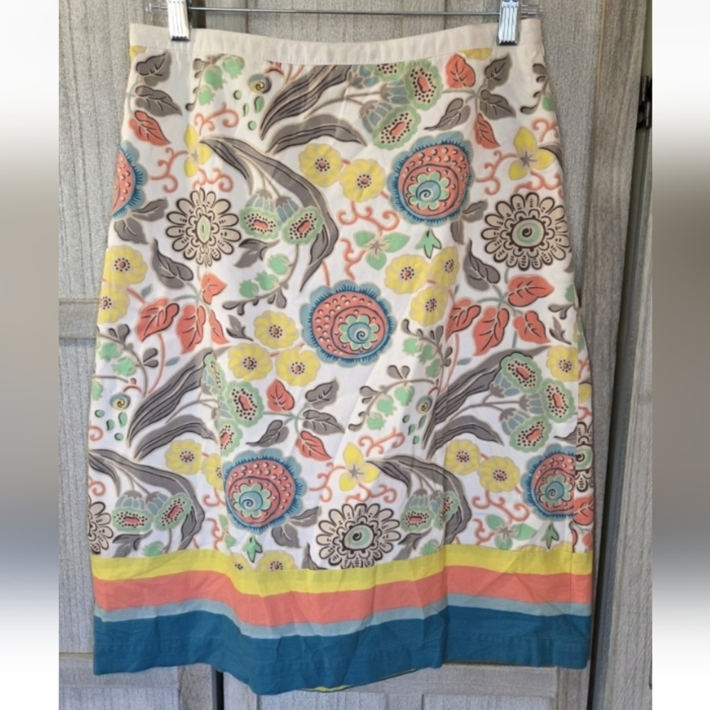 Boden Womens Floral Knee Length A line Skirt Size 8 Retro Multicolor - Picture 2 of 7
